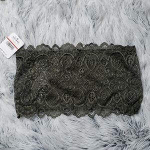 free people green lace bandou bra